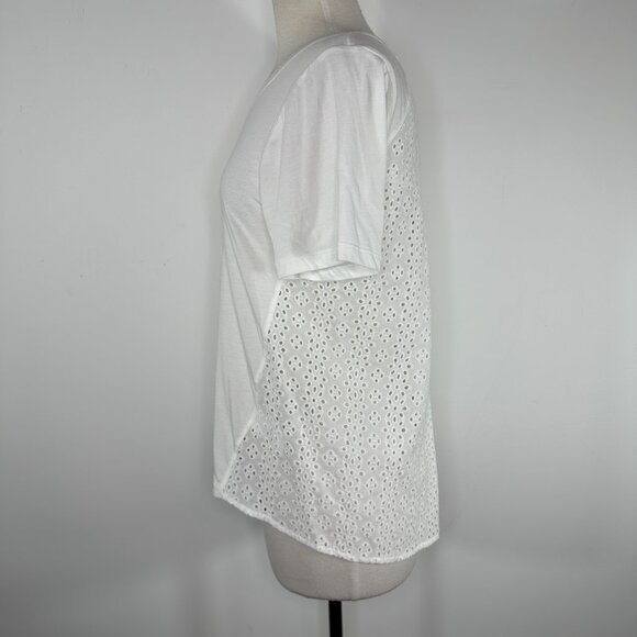 NWT VERONICA BEARD JEANS Women's Mauna Short-Sleeve Eyelet Cotton Tee Size M - Picture 7 of 12
